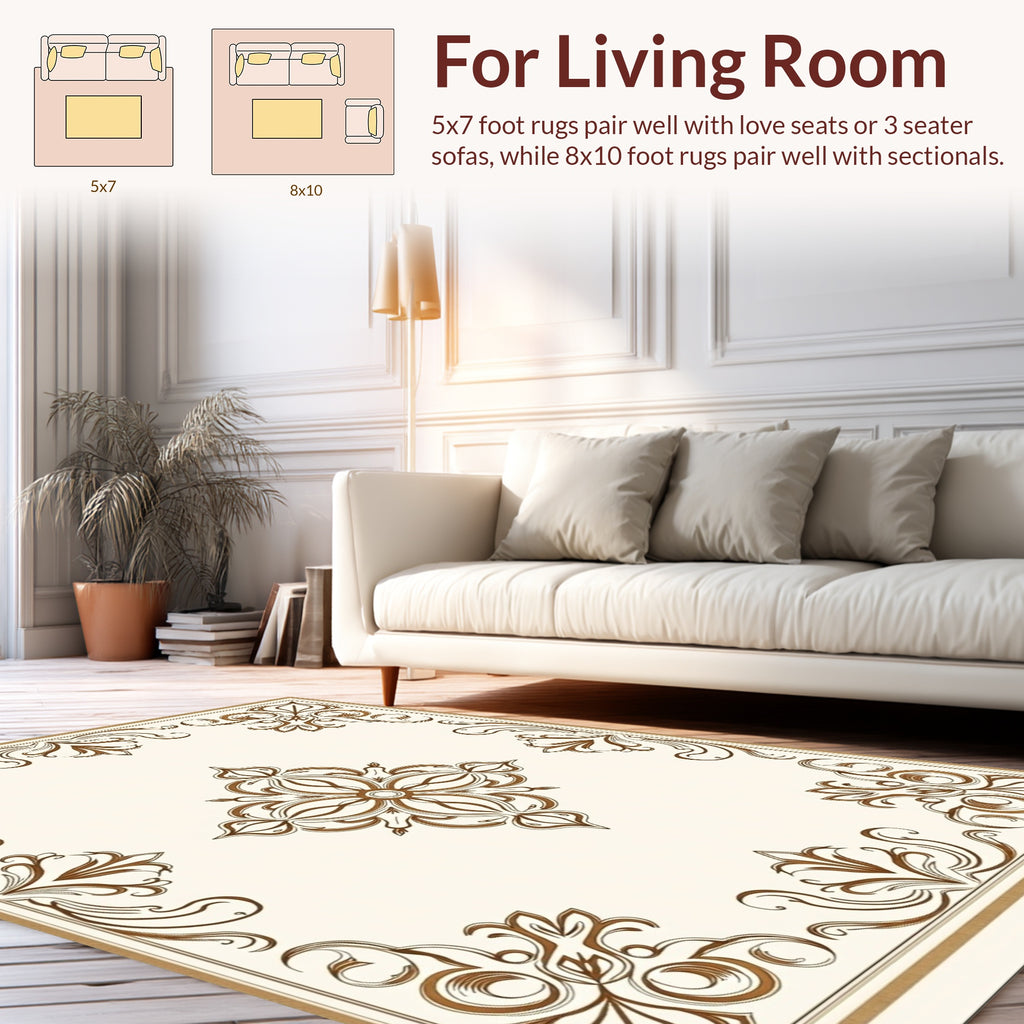 Elegant Brown Scrollwork With Center Medallion Rug