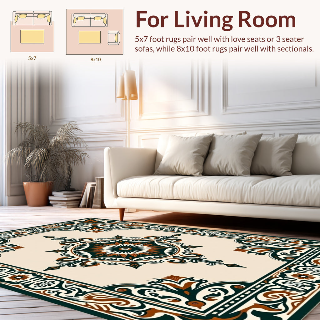 Traditional Intricate Floral Border Design Rug