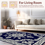 Dark Blue Floral Mandala Design Rug