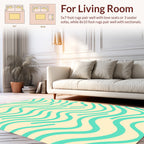 Aqua Wave Cream Pattern Rug