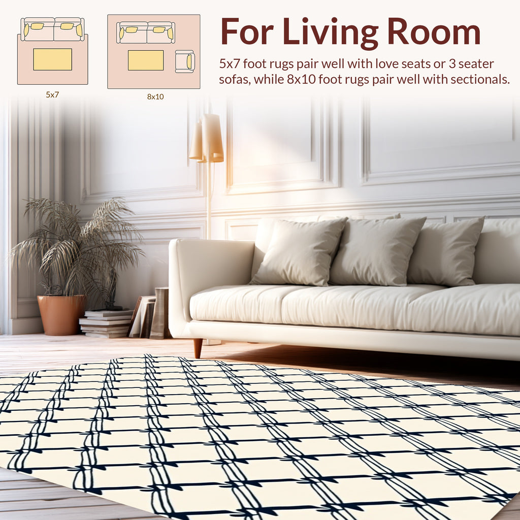 Hand Drawn Diamond Net Pattern Rug