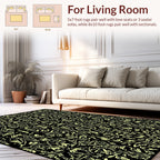 Ornate Black Floral Vine Art Rug