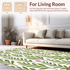 Green Leaf and Berry Botanical Pattern Rug