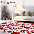 Festive Red Nutcracker Poinsettia Collage Rug