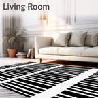 Bold Black White Stripe Pattern Rug