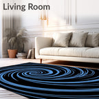 Sky Blue Swirling Concentric Lines Rug