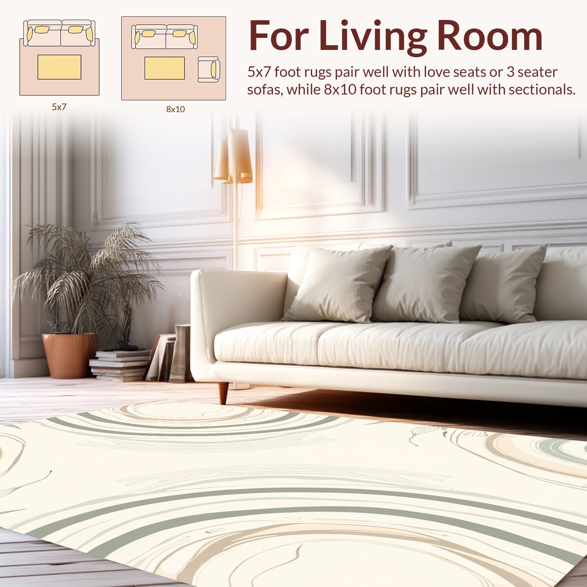 Swirling Abstract Organic Modern Design Rug