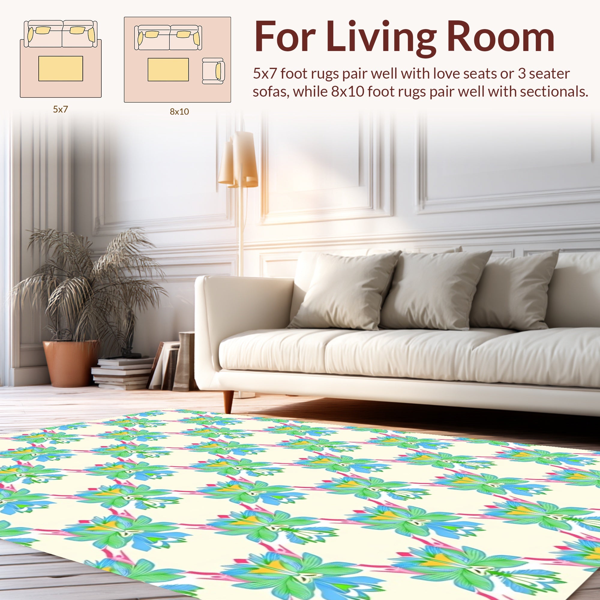 Exotic Floral Symmetric Pattern Rug