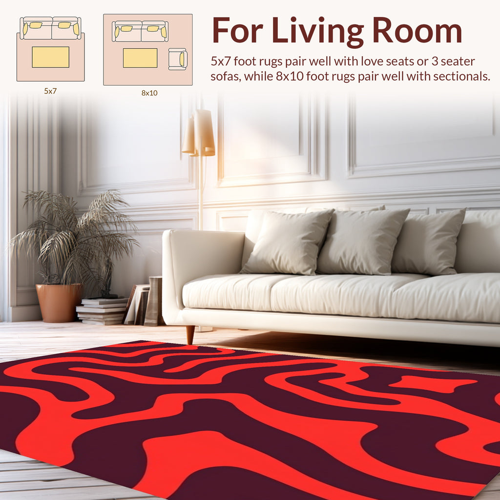 Abstract Red Swirl Pattern Design Rug