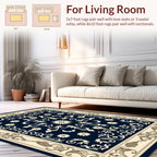 Classic Floral Bordered Medallion Design Rug