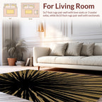 Golden Sunburst Radial Pattern Rug