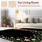 Pink Floral Vine Border Rug