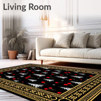 Golden Bordered White Trees Red Berries Rug