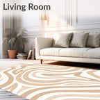 Neutral Abstract Swirl Pattern Rug
