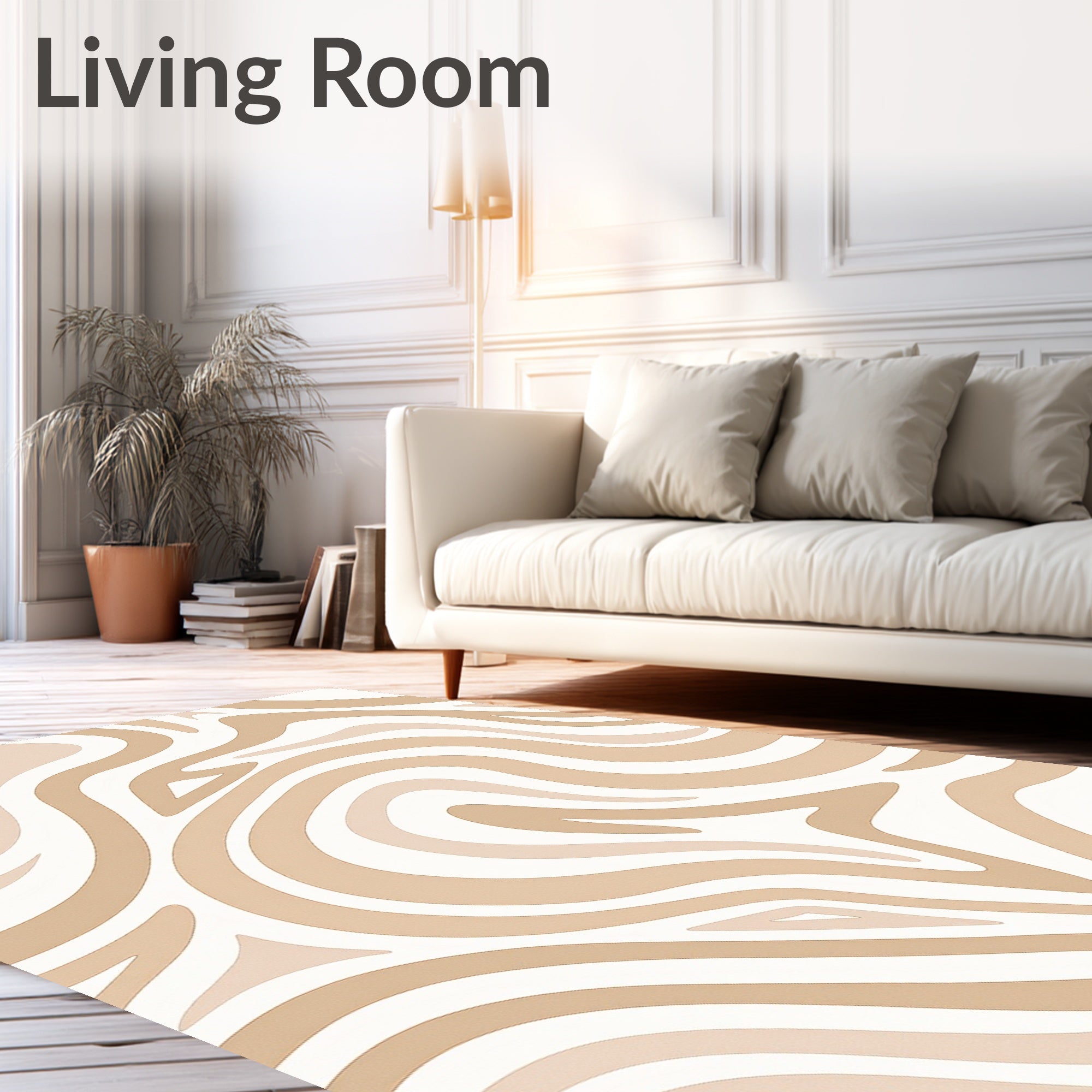 Neutral Abstract Swirl Pattern Rug