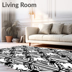 Gothic Black White Geometric Face Rug