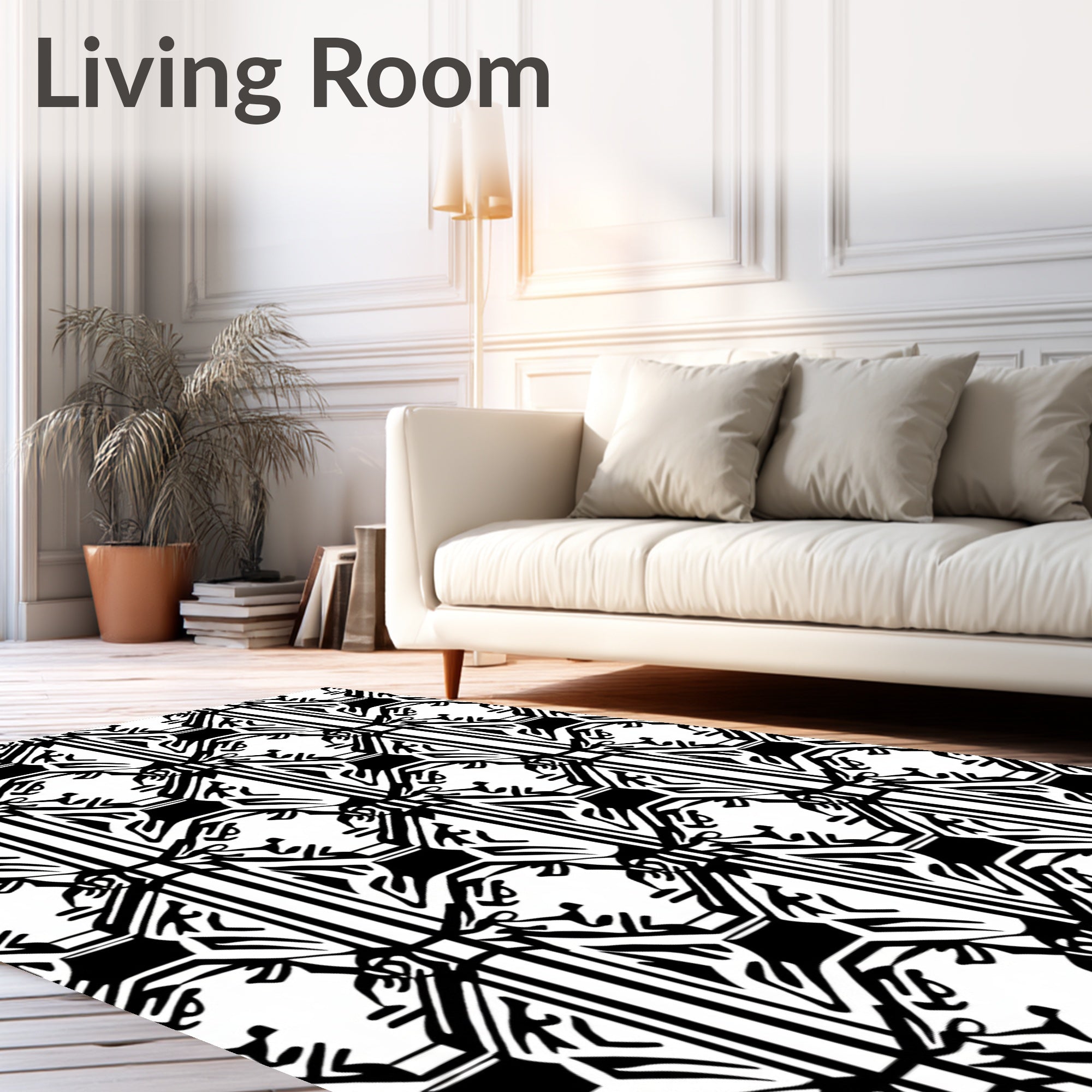 Gothic Black White Geometric Face Rug