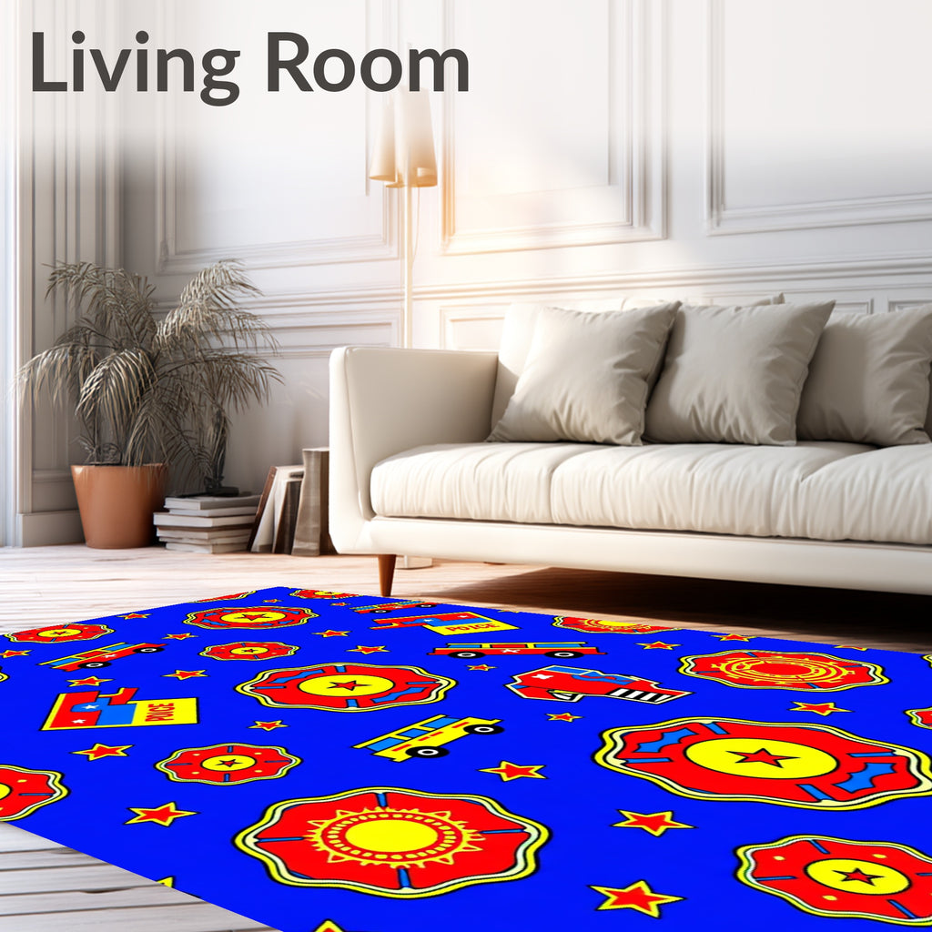 Red Fire Truck Star Medallion Rug
