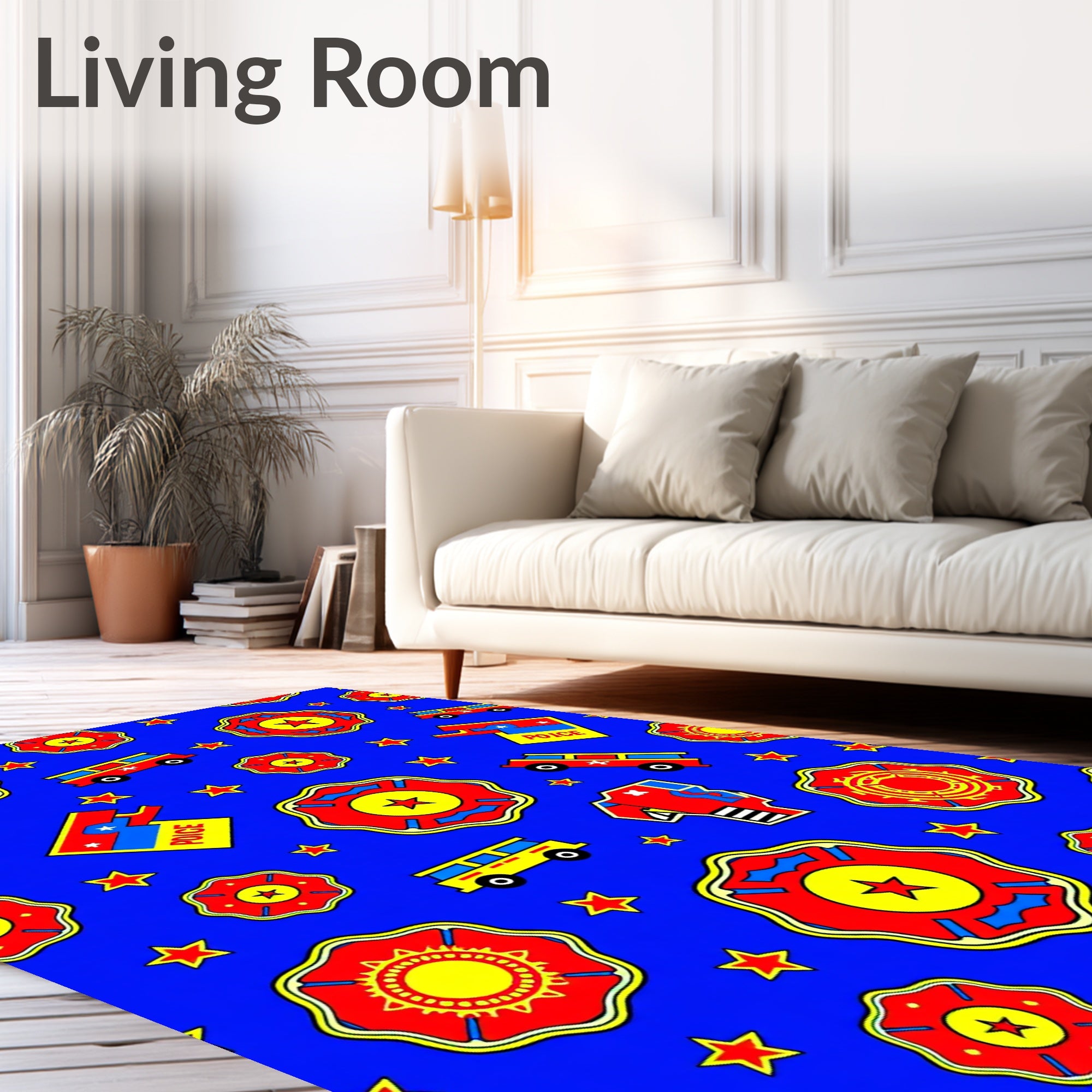 Red Fire Truck Star Medallion Rug