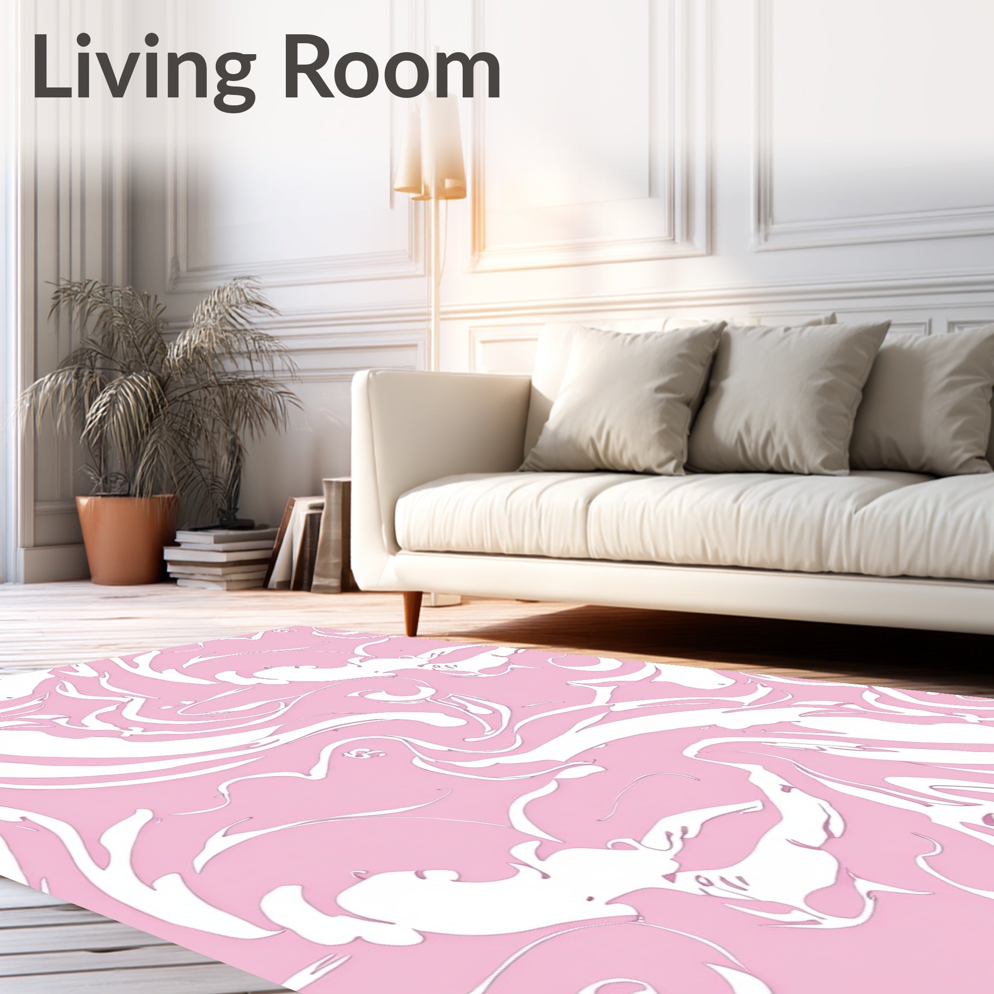 Soft Pink Fluid Swirl Art Rug