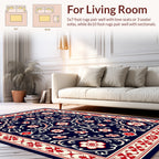 Classic Red White Floral Vine Design Rug