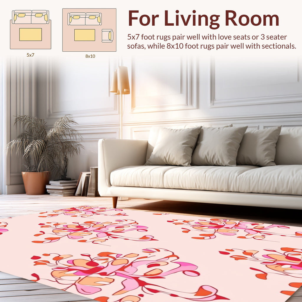 Abstract Floral Swirl Motif Design Rug