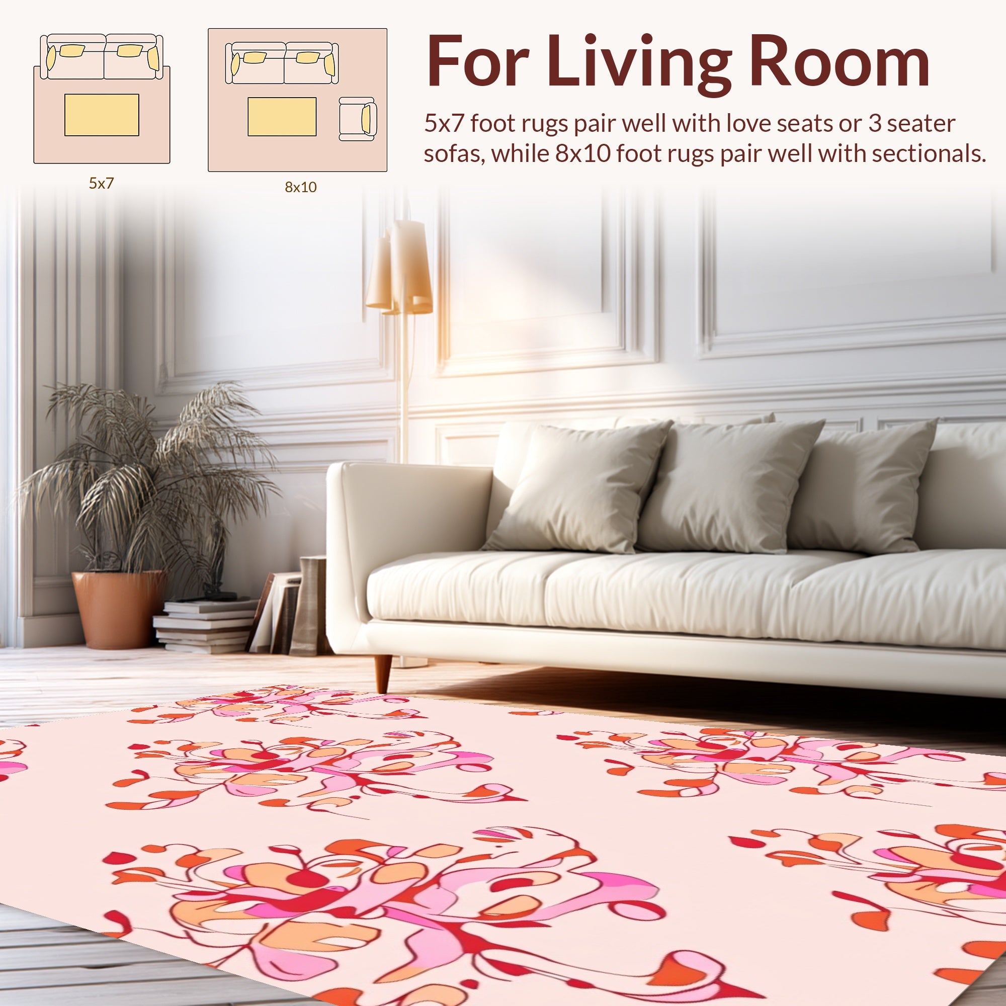 Abstract Floral Swirl Motif Design Rug