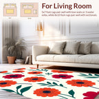 Bold Crimson Orange Floral Pattern Rug