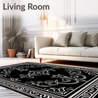 Elegant Black White Filigree Scroll Rug