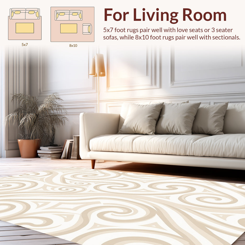 Neutral Swirl Triangle Pattern Rug