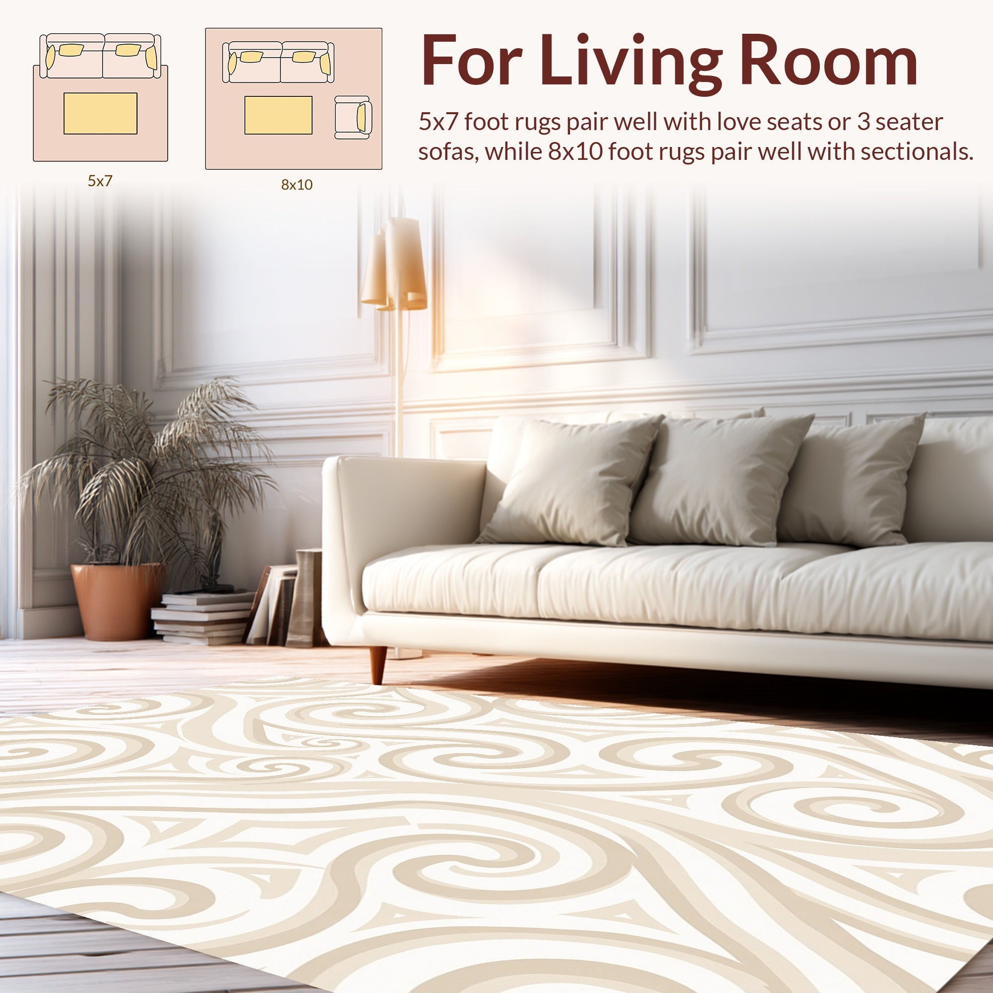 Neutral Swirl Triangle Pattern Rug