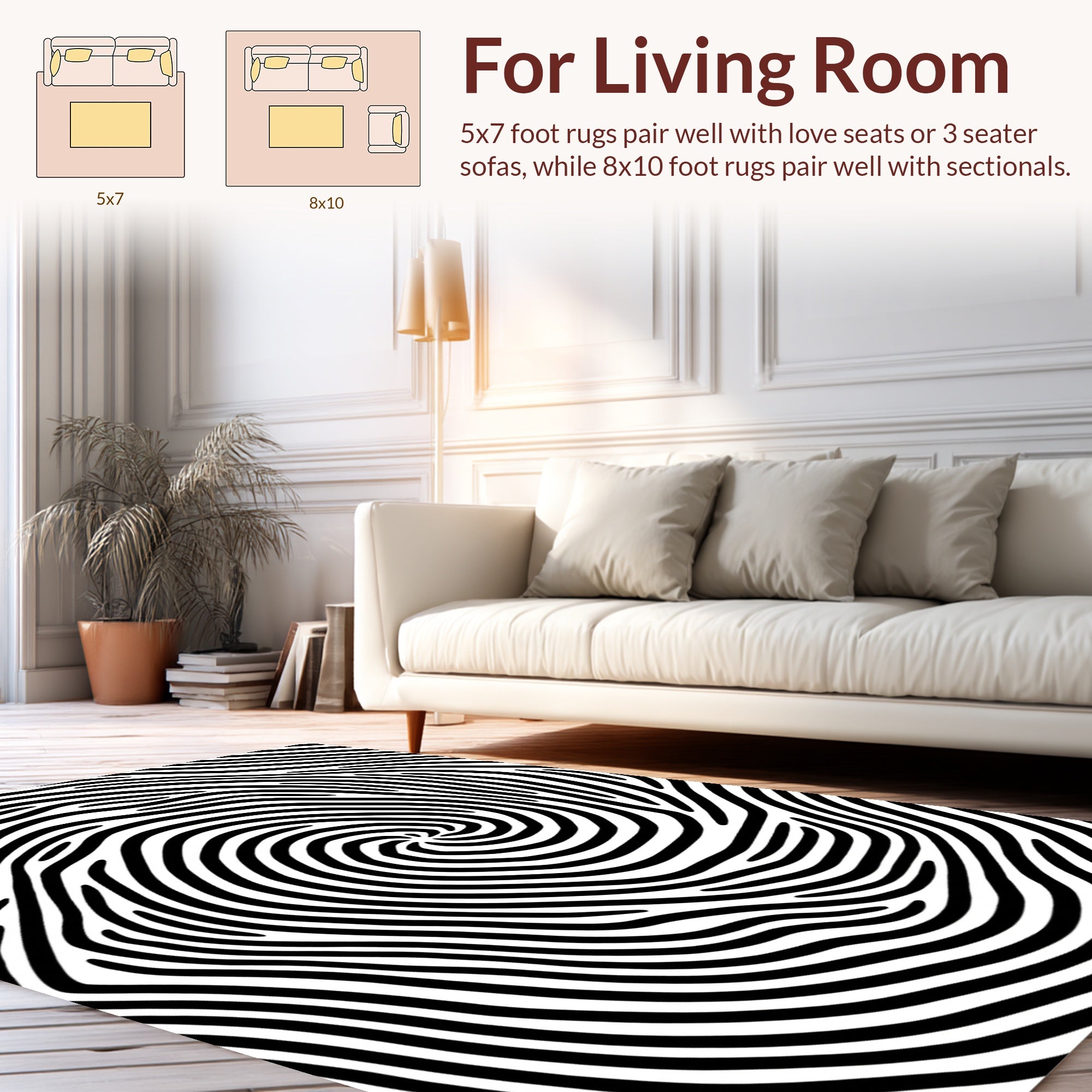 Black And White Swirl Pattern Rug