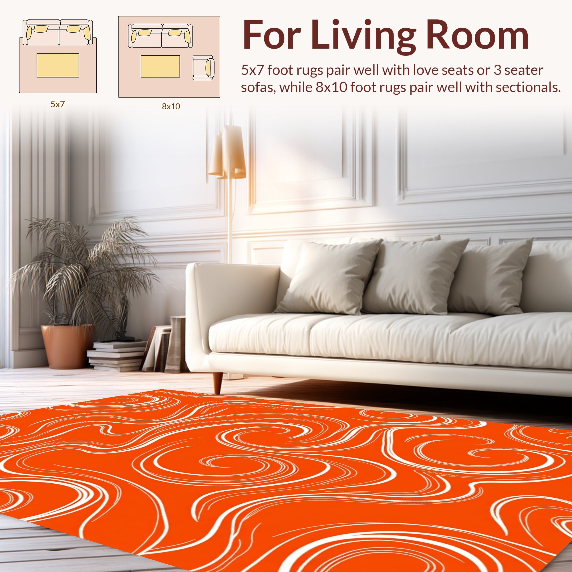 Orange Swirl Abstract Pattern Design Rug