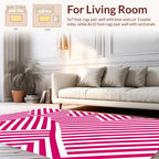 Bold Pink White Geometric Striped Pattern Rug