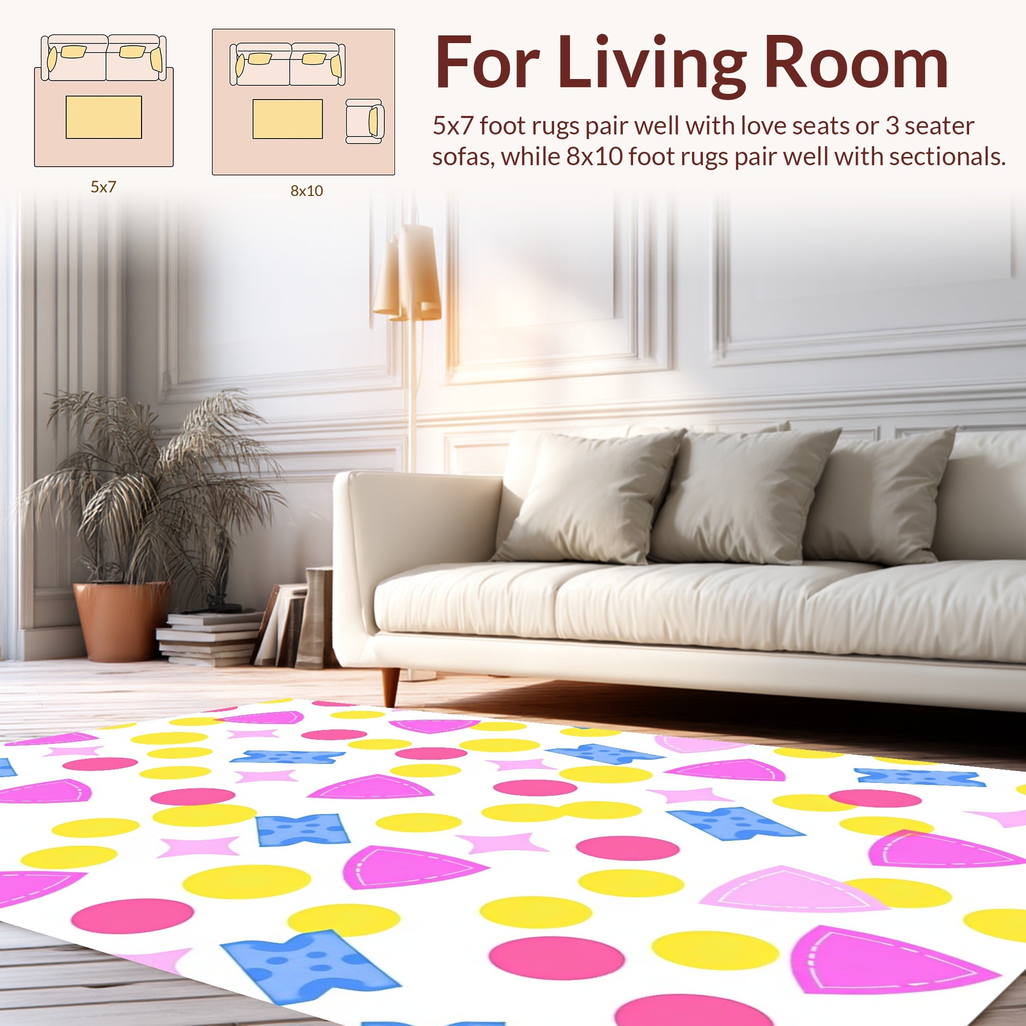 Playful Pastel Shapes Pattern Rug