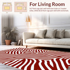 Bold Red White Abstract Lines Rug