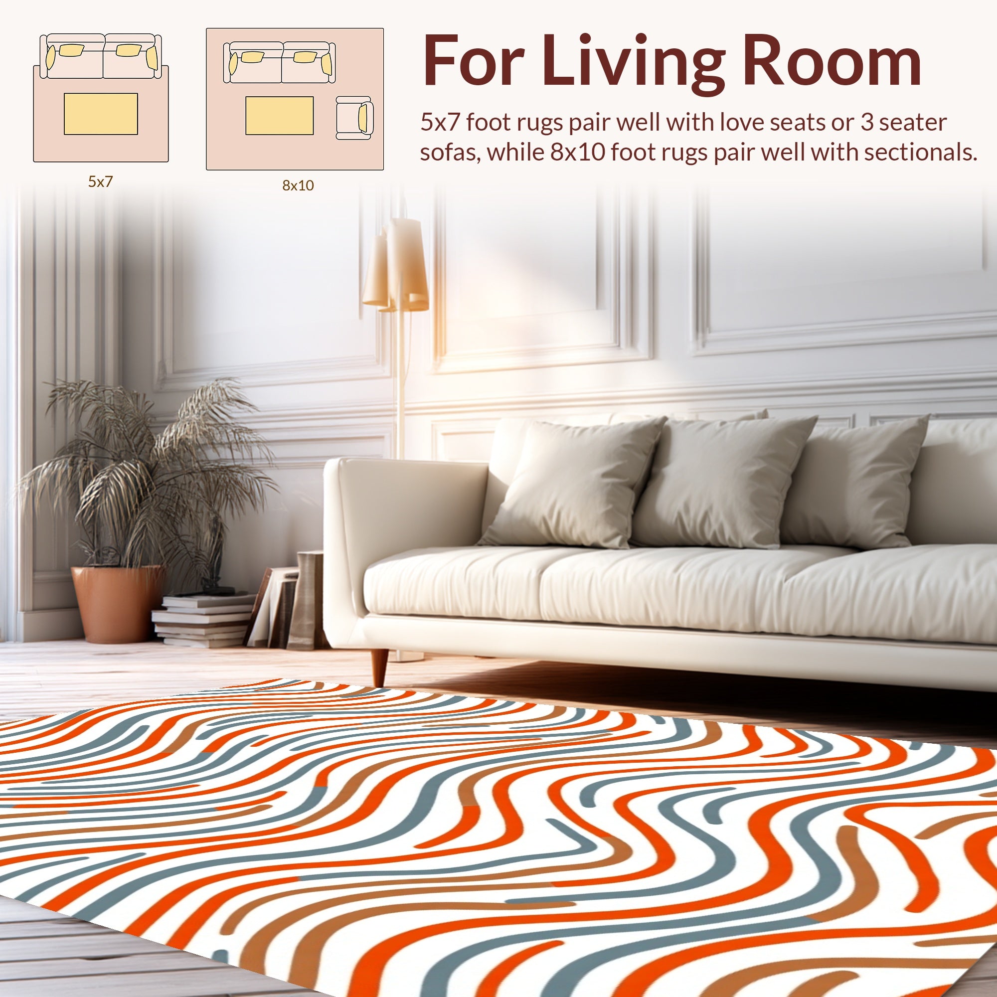 Abstract Orange Gray Stripe Pattern Rug
