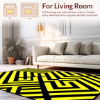 Bold Yellow Black Geometric Design Rug