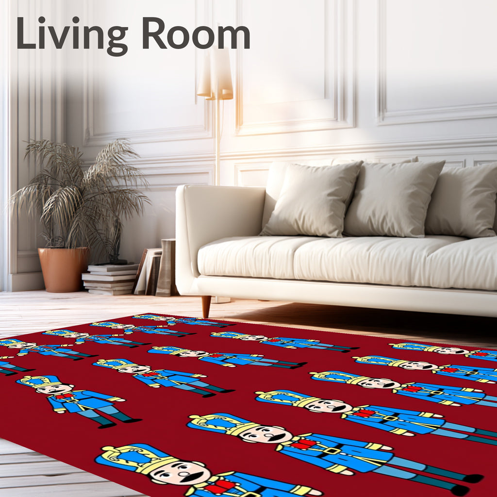 Blue Uniformed Soldiers Repeating Pattern Rug