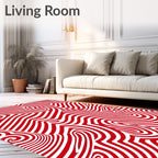 Vivid Red Abstract Swirl Rug
