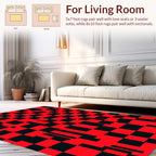Bold Red And Black Checkerboard Pattern Rug