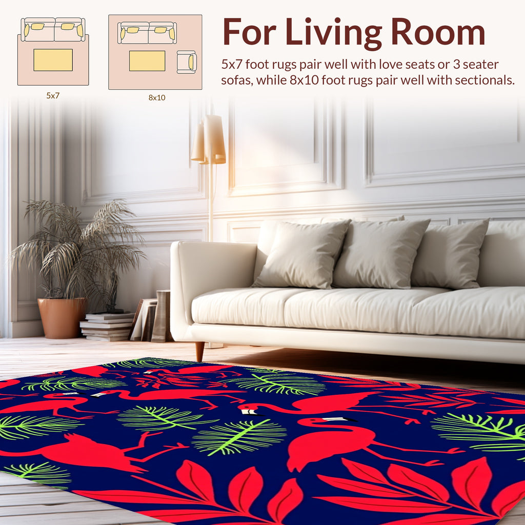 Tropical Flamingo Foliage Design Rug