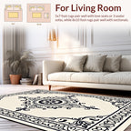 Ornate Floral Center Medallion Border Design Rug