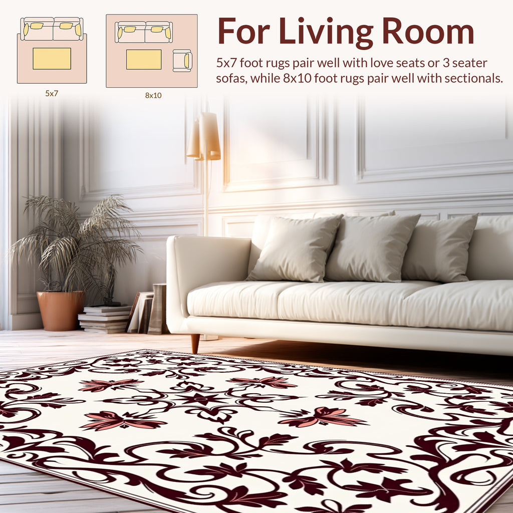 Elegant Floral Swirls And Accents Rug