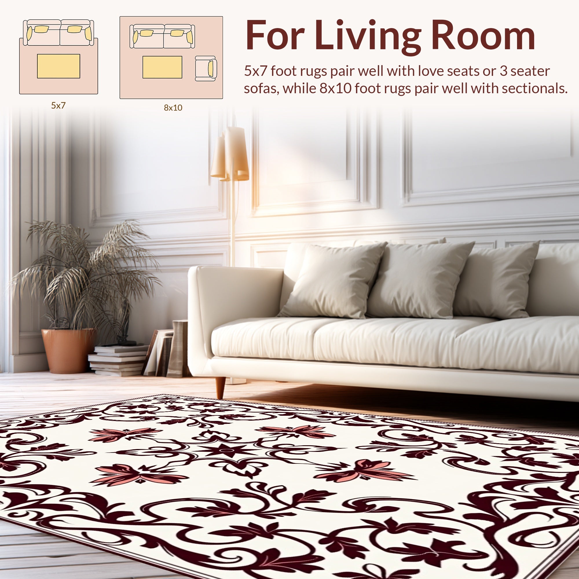 Elegant Floral Swirls And Accents Rug