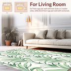 Vertical Green Leaf Botanical Pattern Rug