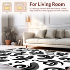 Abstract Black Swirl Pattern Rug