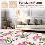 Pink Floral Botanical Pattern Rug