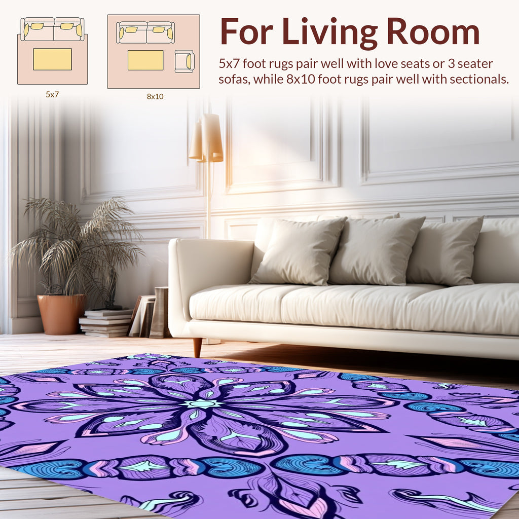 Whimsical Floral Mandala Inspired Design Rug