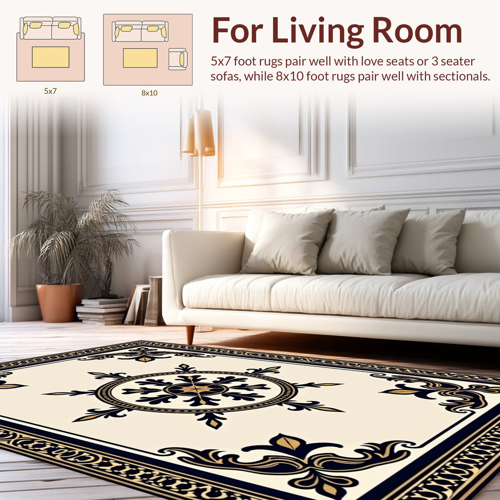 Classic Filigree Sunburst Border Design Rug
